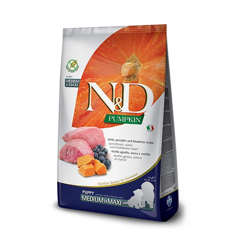 N&D bundeva jagnjetina borovnica puppy medium&maxi 