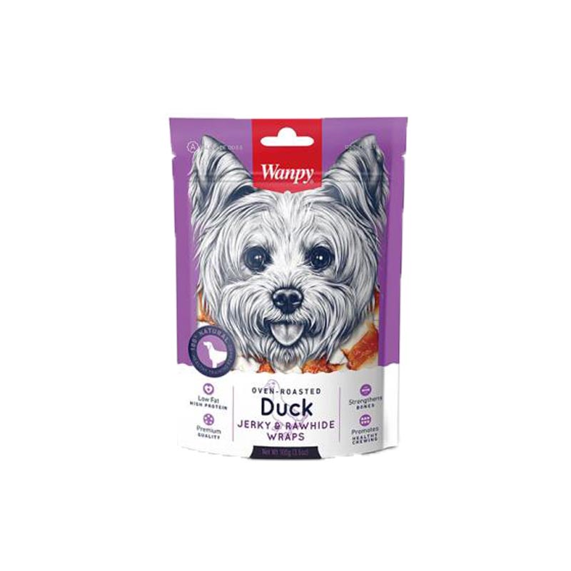 Wanpy duck jerky and rawhide wraps